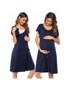 Bata de Maternidad Ekouaer 3 en 1 para Trabajo y Lactancia S-XXL