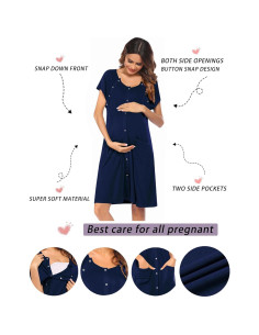 Bata de Maternidad Ekouaer 3 en 1 para Trabajo y Lactancia S-XXL 2