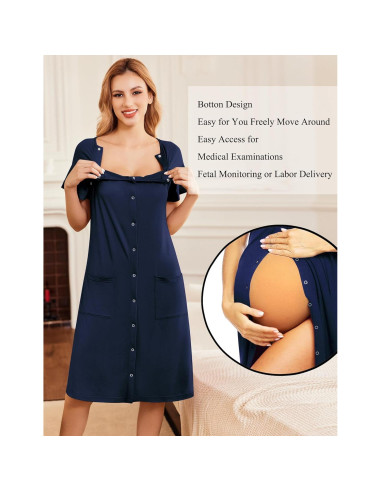 Bata de Maternidad Ekouaer 3 en 1 para Trabajo y Lactancia S-XXL