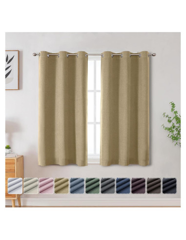 Cortinas Opacas OVZME Doradas 76x114 cm, Juego de 2