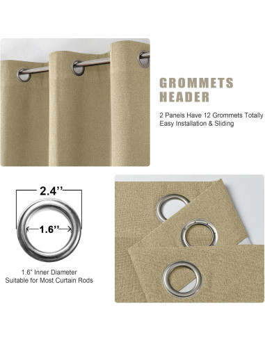 Cortinas Opacas OVZME Doradas 76x114 cm, Juego de 2