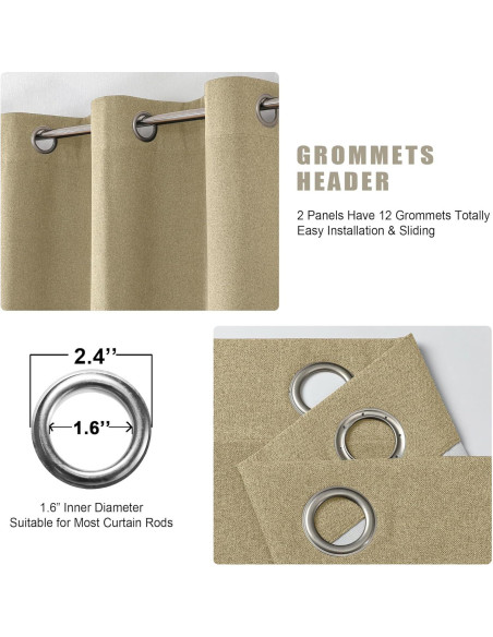 Cortinas Opacas OVZME Doradas 76x114 cm, Juego de 2
