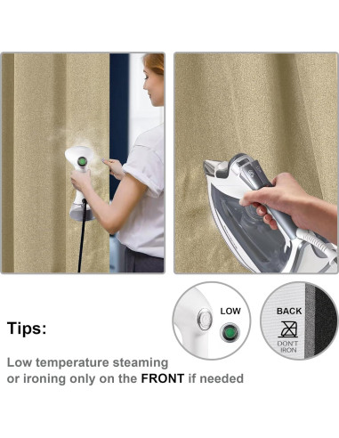 Cortinas Opacas OVZME Doradas 76x114 cm, Juego de 2