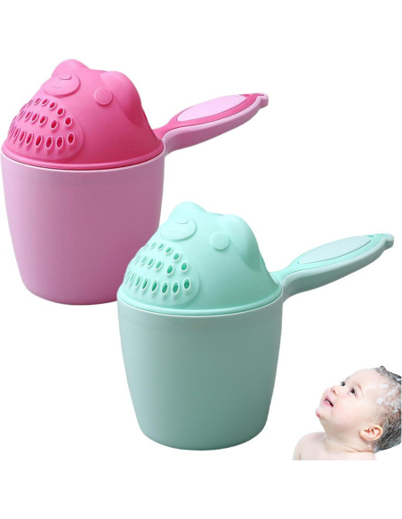 2 Tazas de Enjuague para Baño de Bebé Sin Lloros - Verde Claro