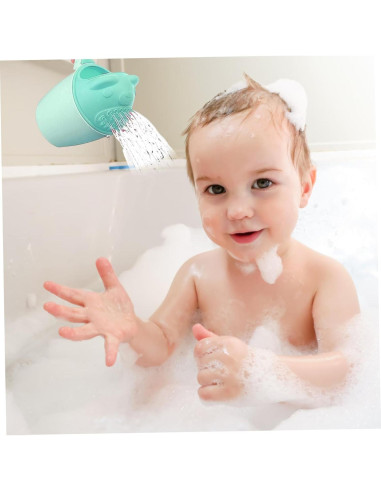 2 Tazas de Enjuague para Baño de Bebé Sin Lloros - Verde Claro