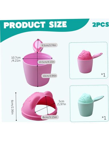 2 Tazas de Enjuague para Baño de Bebé Sin Lloros - Verde Claro