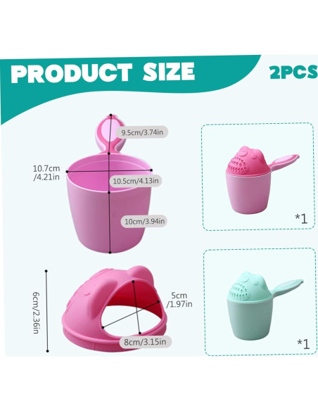 2 Tazas de Enjuague para Baño de Bebé Sin Lloros - Verde Claro