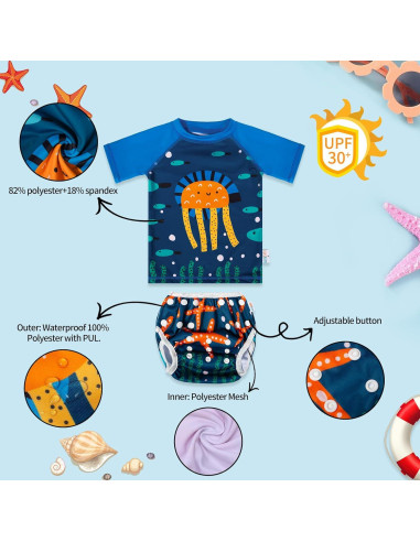 ALVABABY Traje de Baño 2 Piezas para Bebés 0-1T Medusa