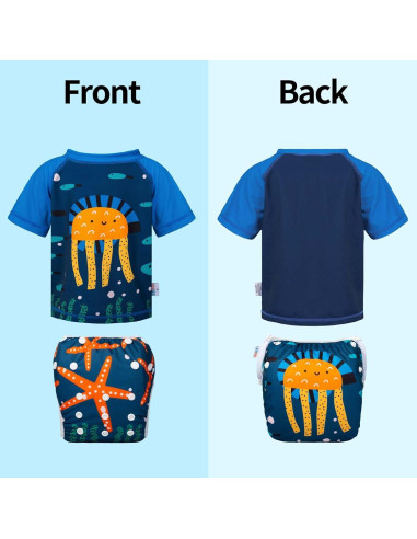 ALVABABY Traje de Baño 2 Piezas para Bebés 0-1T Medusa