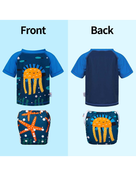 ALVABABY Traje de Baño 2 Piezas para Bebés 0-1T Medusa