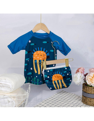 ALVABABY Traje de Baño 2 Piezas para Bebés 0-1T Medusa