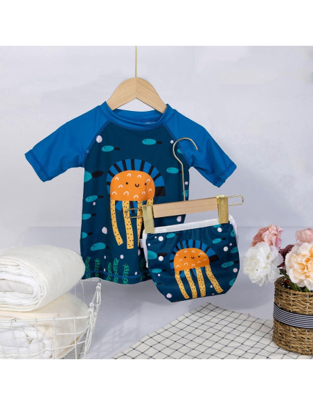 ALVABABY Traje de Baño 2 Piezas para Bebés 0-1T Medusa