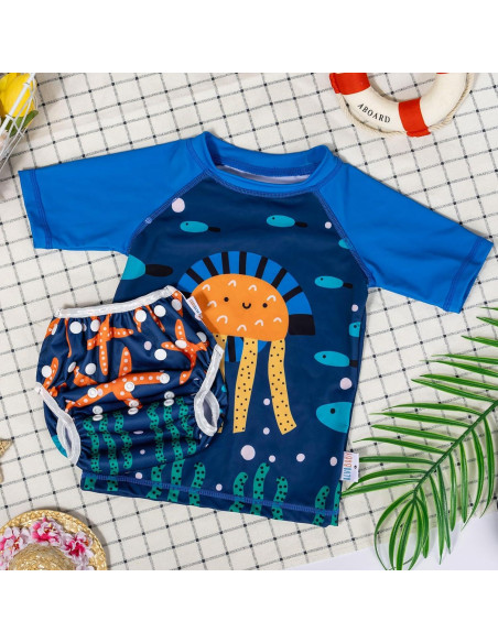 ALVABABY Traje de Baño 2 Piezas para Bebés 0-1T Medusa