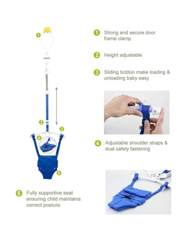 Saltador de Puerta Ajustable para Bebés TTQGAORUI - Azul