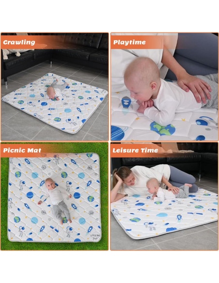 Alfombra de Juego para Bebés 127x127 cm Antideslizante Lavable