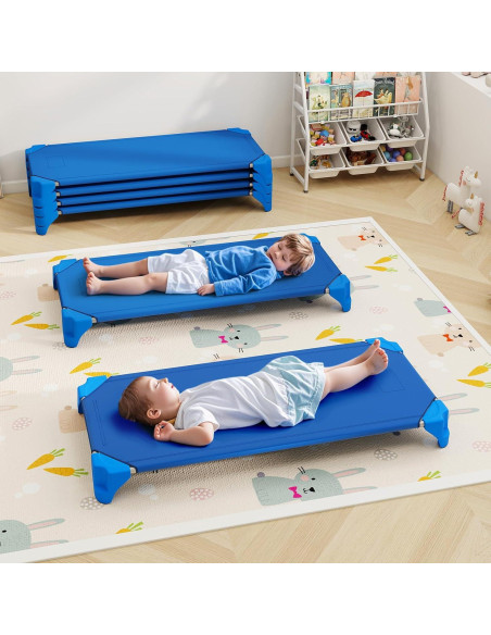 Camas apilables Giantex para guarderías 135x61 cm Azul