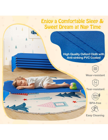 Camas apilables Giantex para guarderías 135x61 cm Azul