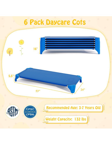 Camas apilables Giantex para guarderías 135x61 cm Azul