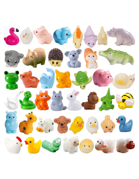 46 Piezas Mini Animales de Resina Multicolor Damyda