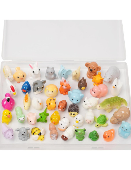 46 Piezas Mini Animales de Resina Multicolor Damyda