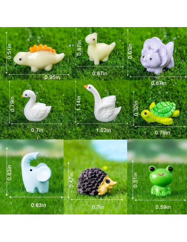 46 Piezas Mini Animales de Resina Multicolor Damyda
