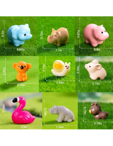 46 Piezas Mini Animales de Resina Multicolor Damyda