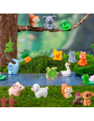 46 Piezas Mini Animales de Resina Multicolor Damyda