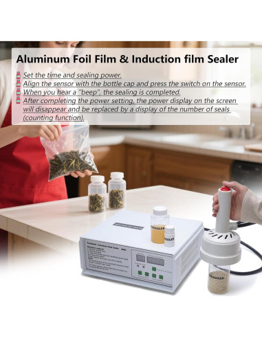 Máquina de Sellado por Inducción 110V para Botellas de Plástico y Vidrio