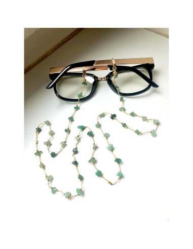 Cadena de Gafas Jade Verde para Mujeres con Soporte Antideslizante