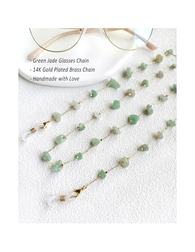 Cadena de Gafas Jade Verde para Mujeres con Soporte Antideslizante