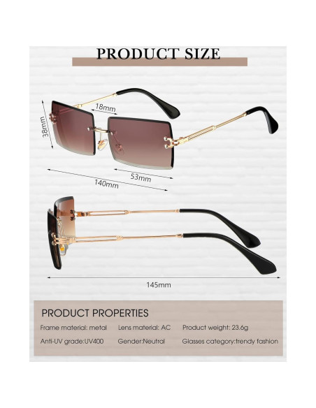 Frienda 4 Pares Gafas de Sol Rectangulares Sin Montura Frienda 4 Pares Gafas de Sol Rectangulares Sin Montura