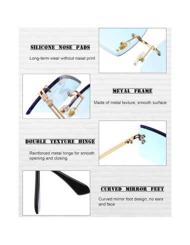 Frienda 4 Pares Gafas de Sol Rectangulares Sin Montura