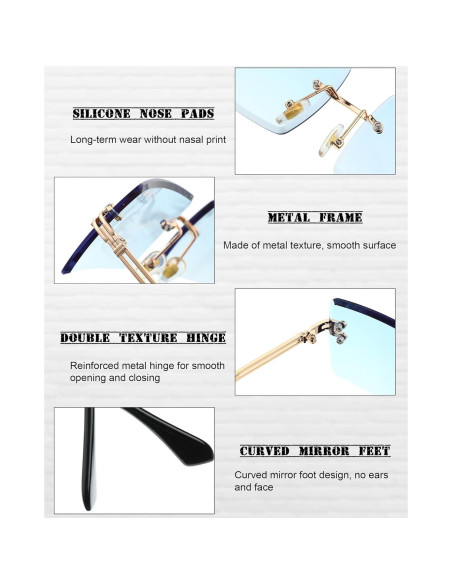 Frienda 4 Pares Gafas de Sol Rectangulares Sin Montura Frienda 4 Pares Gafas de Sol Rectangulares Sin Montura