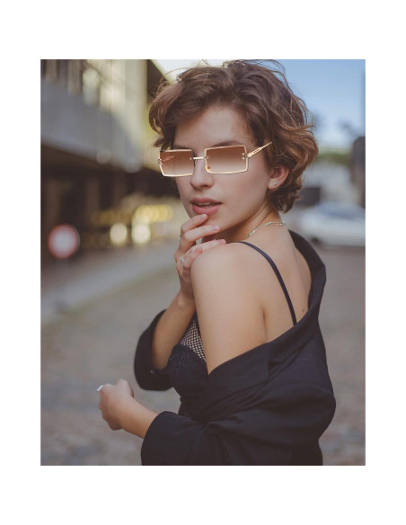 Frienda 4 Pares Gafas de Sol Rectangulares Sin Montura Frienda 4 Pares Gafas de Sol Rectangulares Sin Montura