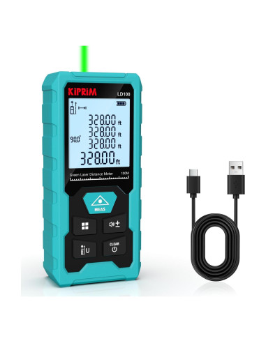 Medidor de Distancia Láser Verde Kiprim LD100 100m USB Recargable