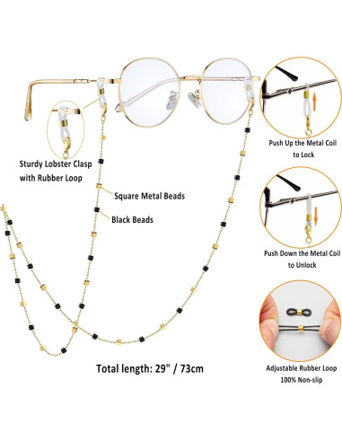 Cadena de Gafas para Mujeres Soporte de Cristal Natural