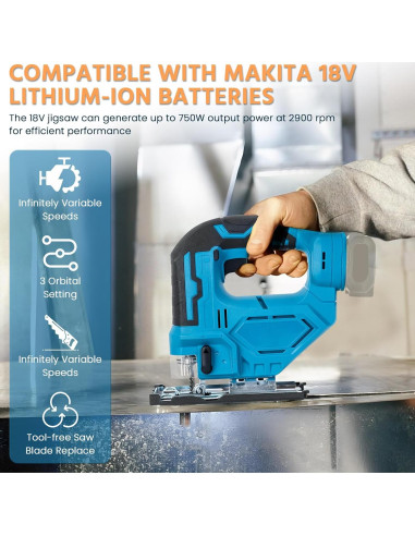 Sierra de calar eléctrica LINASHI 750W 18V inalámbrica con 6 hojas