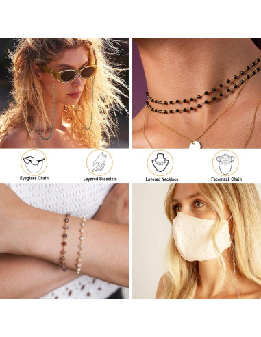 Cadena de Gafas para Mujeres Soporte de Cristal Natural