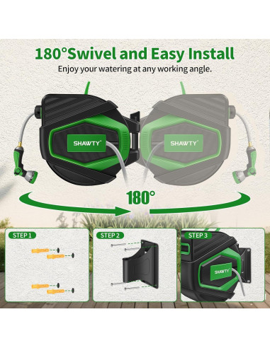 Carrete de Manguera Retráctil Shawty 30.48m 1/2" Verde