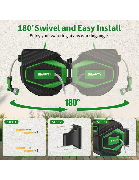 Carrete de Manguera Retráctil Shawty 30.48m 1/2" Verde