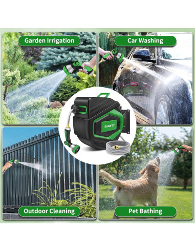 Carrete de Manguera Retráctil Shawty 30.48m 1/2" Verde