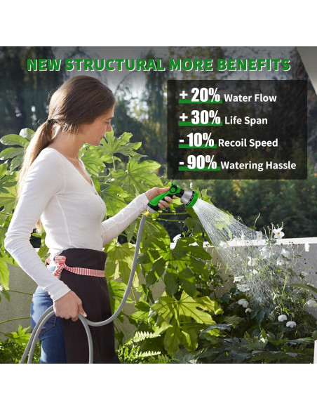 Carrete de Manguera Retráctil Shawty 30.48m 1/2" Verde