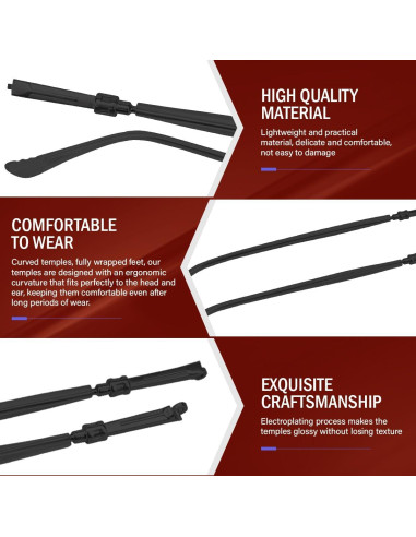 Brazos de Reemplazo para Gafas Metal LNQ Negro Universal