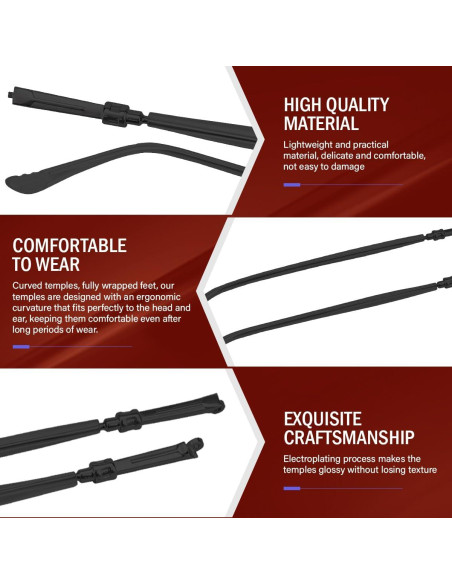 Brazos de Reemplazo para Gafas Metal LNQ Negro Universal