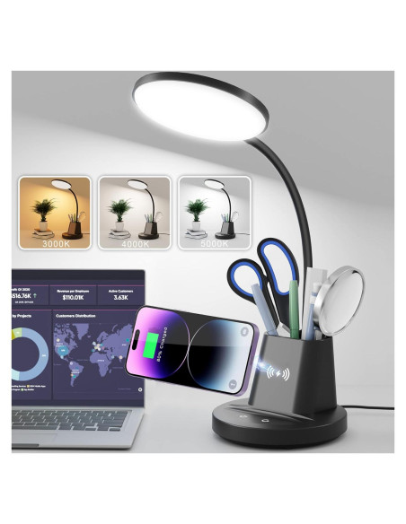 Lámpara de Escritorio Sailstar LED con Cargador Inalámbrico 800 Lúmenes
