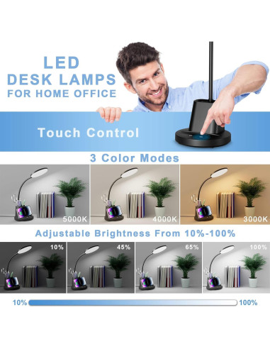 Lámpara de Escritorio Sailstar LED con Cargador Inalámbrico 800 Lúmenes