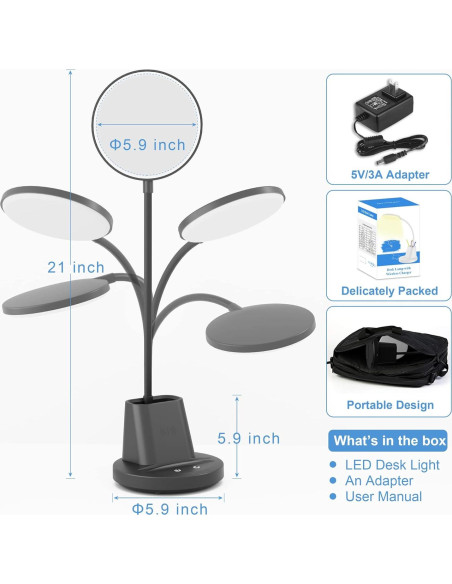 Lámpara de Escritorio Sailstar LED con Cargador Inalámbrico 800 Lúmenes