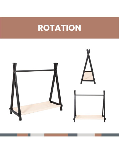 Perchero Teepee Sweet Home From Wood Negro con Almacenamiento