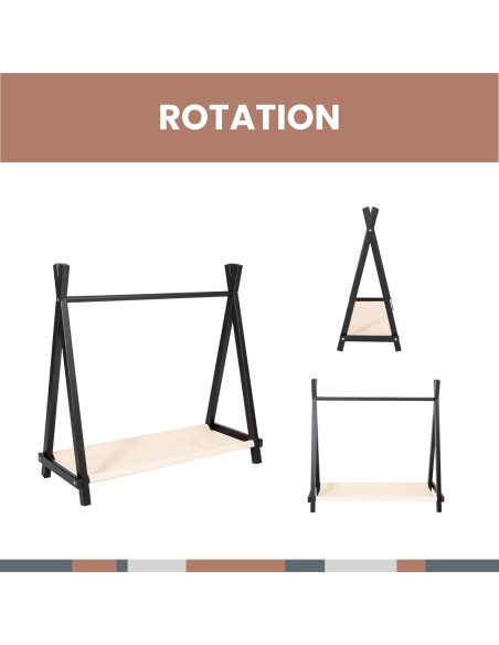 Perchero Teepee Sweet Home From Wood Negro con Almacenamiento