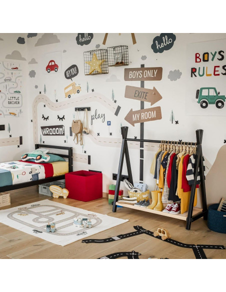 Perchero Teepee Sweet Home From Wood Negro con Almacenamiento